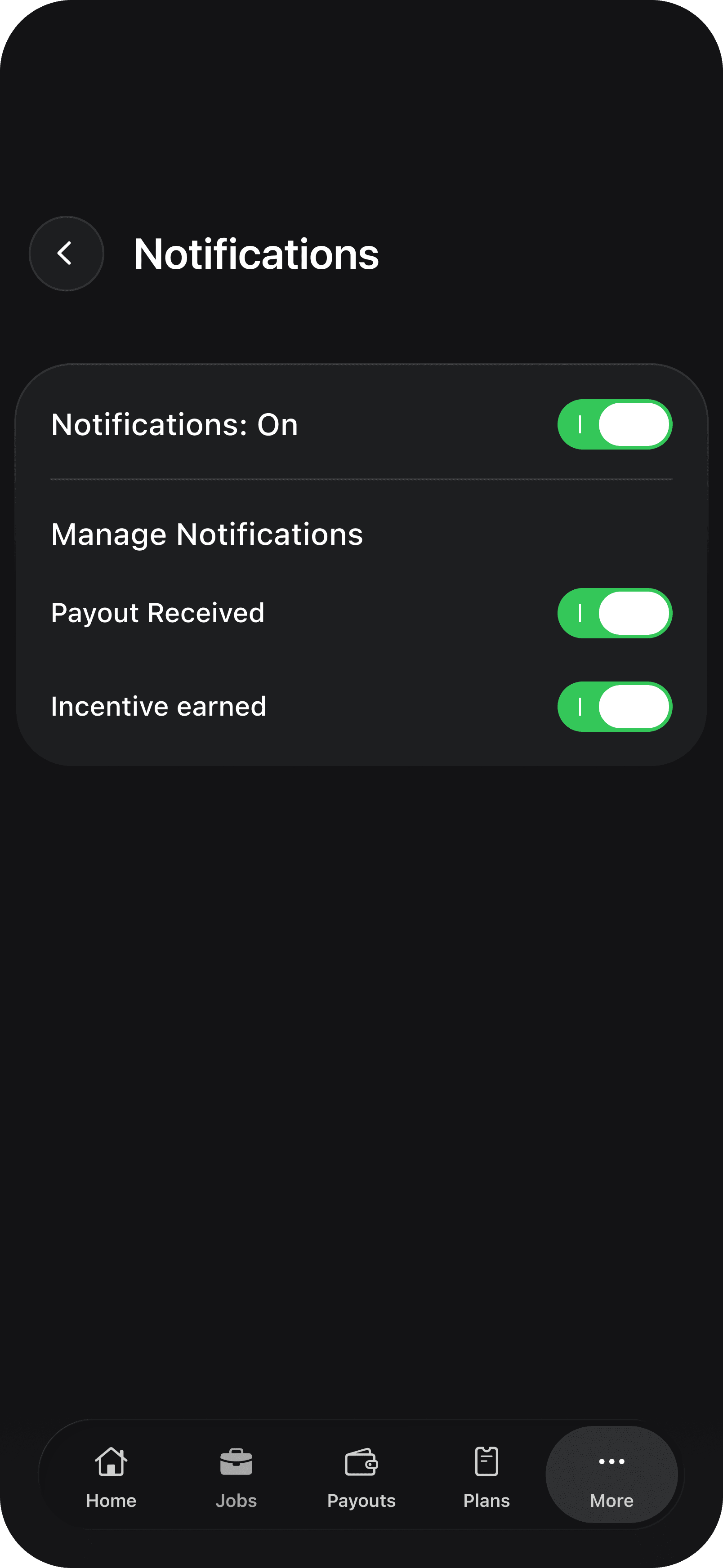 ShareWillow mobile app notifications settings